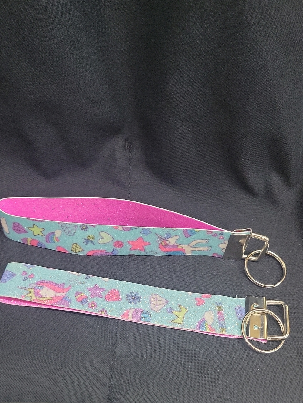 Unbranded Pink & Teal Unicorn Wrist Keychain Strap